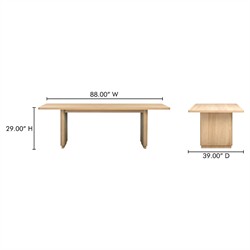 Rishon Modern Classic Natural Oak Rectangular Dining Table - 88"|