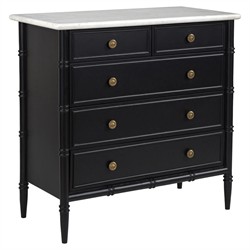 Poema Updated Traditional White Marble Black Wood Dresser|