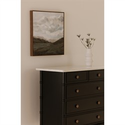 Poema Updated Traditional White Marble Black Wood Dresser|