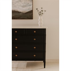 Poema Updated Traditional White Marble Black Wood Dresser|