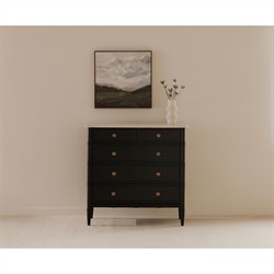 Poema Updated Traditional White Marble Black Wood Dresser|