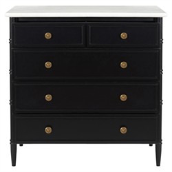 Poema Updated Traditional White Marble Black Wood Dresser|