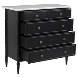 Poema Updated Traditional White Marble Black Wood Dresser|