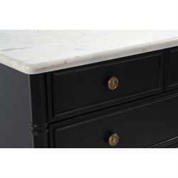Poema Updated Traditional White Marble Black Wood Dresser|