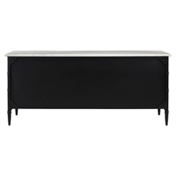 Poema Updated Traditional White Marble Black Wood Double Dresser|
