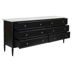 Poema Updated Traditional White Marble Black Wood Double Dresser|
