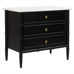 Poema Updated Traditional White Marble Black Wood Nightstand|
