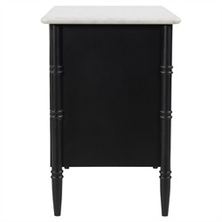 Poema Updated Traditional White Marble Black Wood Nightstand|
