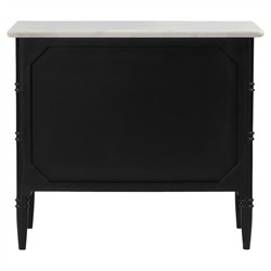 Poema Updated Traditional White Marble Black Wood Nightstand|