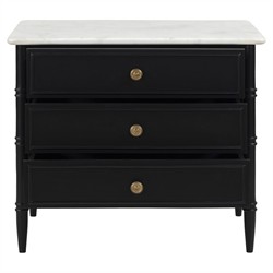 Poema Updated Traditional White Marble Black Wood Nightstand|