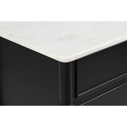 Poema Updated Traditional White Marble Black Wood Nightstand|