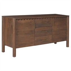 Bella Modern Classic Brown Mango Wood Scalloped Sideboard - 60"|