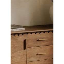 Bella Modern Classic Brown Mango Wood Scalloped Sideboard - 60"|