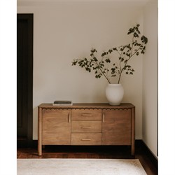 Bella Modern Classic Brown Mango Wood Scalloped Sideboard - 60"|