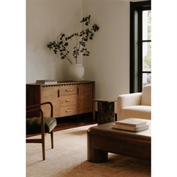 Bella Modern Classic Brown Mango Wood Scalloped Sideboard - 60"|