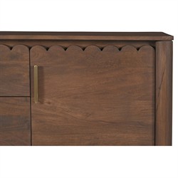 Bella Modern Classic Brown Mango Wood Scalloped Sideboard - 60"|
