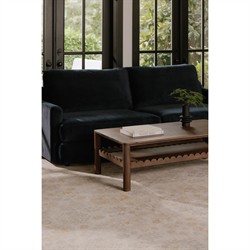 Bella Modern Classic Brown Mango Wood Rectangular Scalloped Coffee Table|