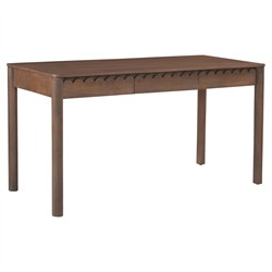 Bella Modern Classic Brown Mango Wood Scalloped Rectangular Desk|