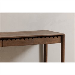 Bella Modern Classic Brown Mango Wood Scalloped Rectangular Desk|