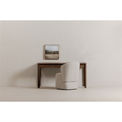 Bella Modern Classic Brown Mango Wood Scalloped Rectangular Desk|