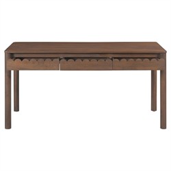 Bella Modern Classic Brown Mango Wood Scalloped Rectangular Desk|
