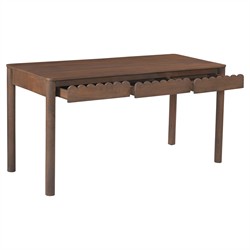 Bella Modern Classic Brown Mango Wood Scalloped Rectangular Desk|