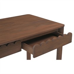 Bella Modern Classic Brown Mango Wood Scalloped Rectangular Desk|