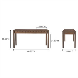 Bella Modern Classic Brown Mango Wood Scalloped Rectangular Desk|