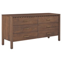 Bella Modern Classic Brown Mango Wood Scalloped Double Dresser|