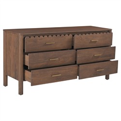 Bella Modern Classic Brown Mango Wood Scalloped Double Dresser|