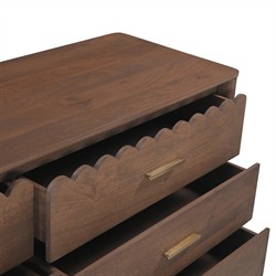 Bella Modern Classic Brown Mango Wood Scalloped Double Dresser|