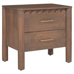Bella Modern Classic Brown Mango Wood Scalloped Nightstand|
