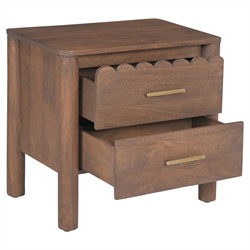 Bella Modern Classic Brown Mango Wood Scalloped Nightstand|