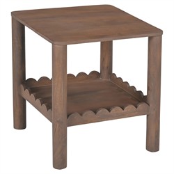 Bella Modern Classic Brown Mango Wood Scalloped Square Side Table|