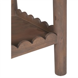 Bella Modern Classic Brown Mango Wood Scalloped Square Side Table|