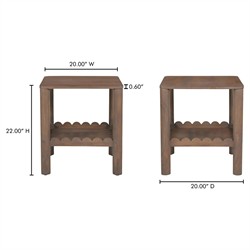 Bella Modern Classic Brown Mango Wood Scalloped Square Side Table|