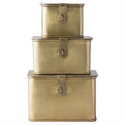 Staten Modern Classic Gold Iron Square Decorative Box - Set of 3|