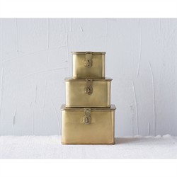 Staten Modern Classic Gold Iron Square Decorative Box - Set of 3|
