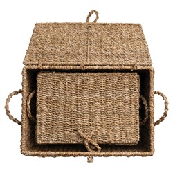 Maren Coastal Natural Woven Seagrass Decorative Basket - Set of 3|