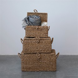 Maren Coastal Natural Woven Seagrass Decorative Basket - Set of 3|
