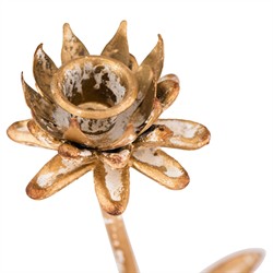 Malone French Country Distressed Gold Iron Floral Candleholder - Set of 2|