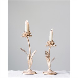 Malone French Country Distressed Gold Iron Floral Candleholder - Set of 2|