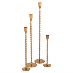 Elani Traditional Brass Iron Taper Candleholder - Set of 4|