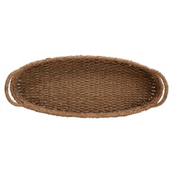 Bridgette Coastal Natural Woven Seagrass Oval Decorative Tray|