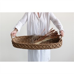 Bridgette Coastal Natural Woven Seagrass Oval Decorative Tray|