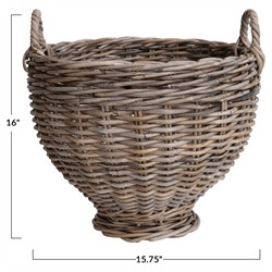 Maisie Coastal Beach Natural Rattan Footed Floor Basket|
