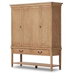 Brook Updated Traditional Aged Light Pine Wood Wide Cabinet|