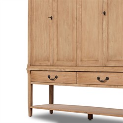 Brook Updated Traditional Aged Light Pine Wood Wide Cabinet|