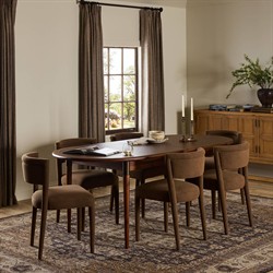 Hayden Modern Classic Brown Acacia Wood Oval Extendable Dining Table - 84-104"|