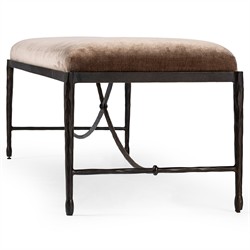 Jane Updated Traditional Altair Mushroom Velvet Bronze Iron Bench|